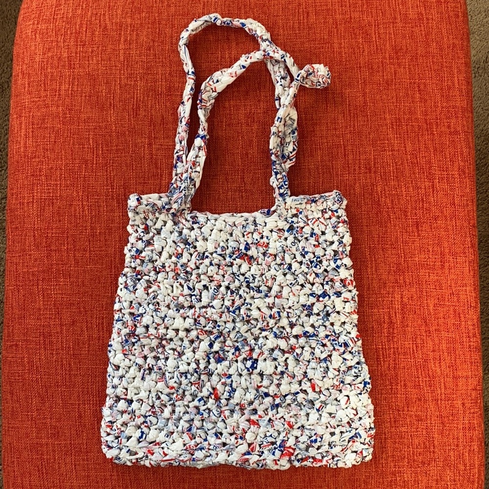 Handmade Upcycled Plastic Bags Reusable Tote Bag Boho